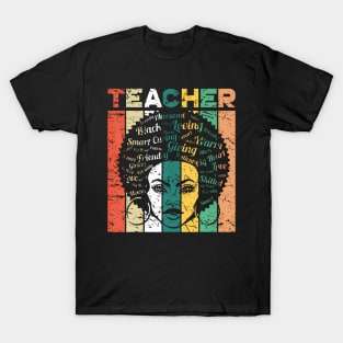 Black Teacher Afro Retro Black History Month T-Shirt